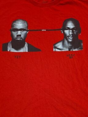 Red Short Sleeve Graphic Tee with Versus Print